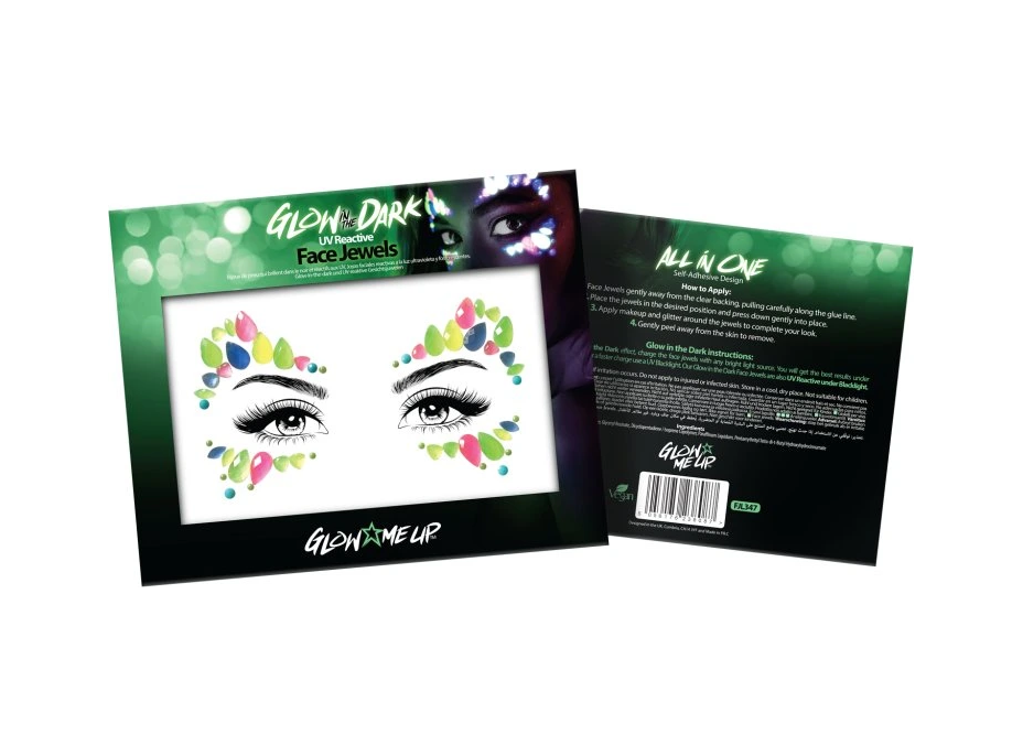 PAINTGLOW Samolepicí kamínky na obličej Kočičí oči - UV, svítící ve tmě