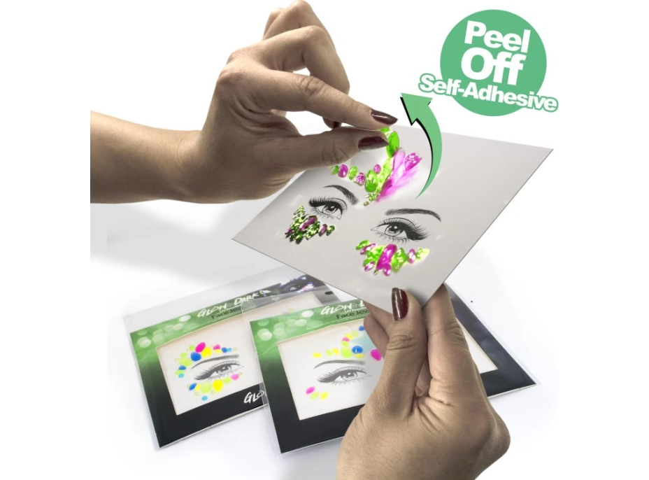 PAINTGLOW Samolepicí kamínky na obličej Kočičí oči - UV, svítící ve tmě