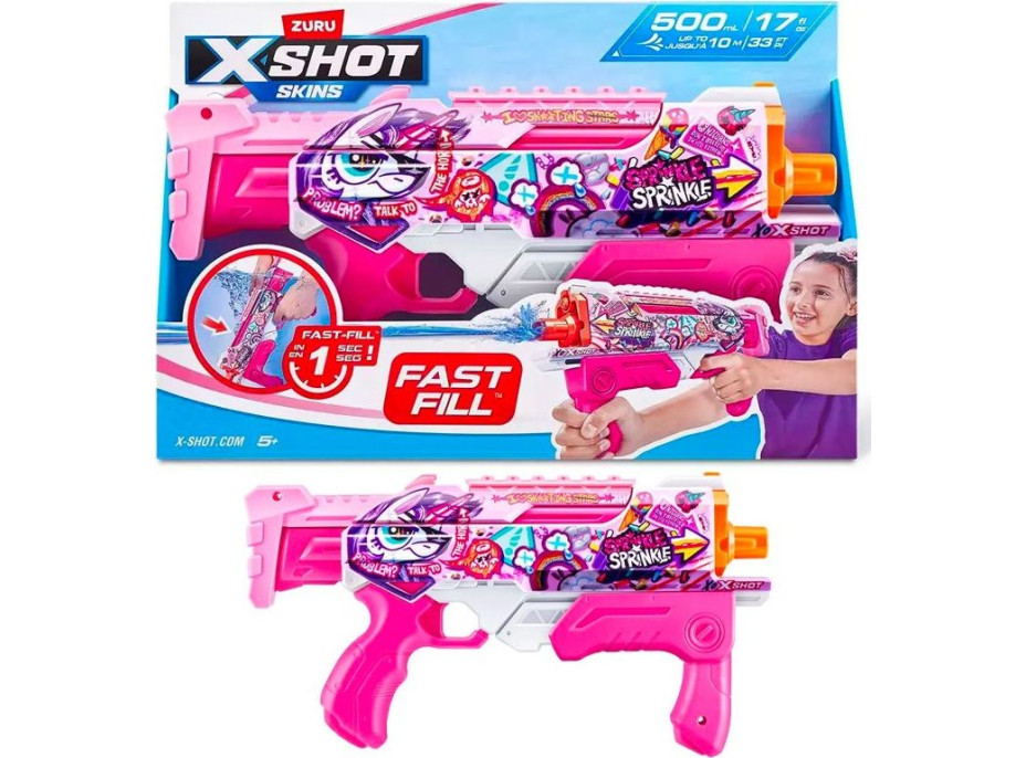 ZURU Vodní pistole X-Shot Skins Fast Fill růžová