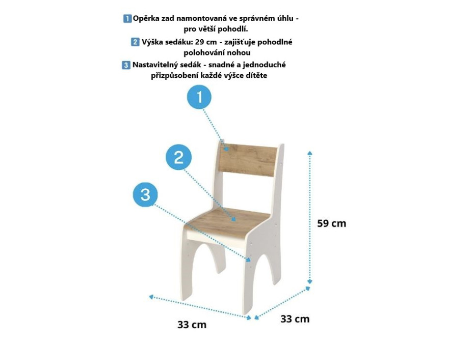 Výškově nastavitelný dětský stolek se dvěma židličkami