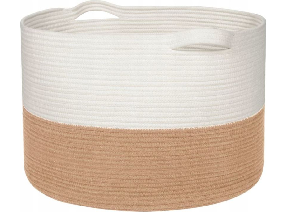 Bavlněný koš BOHO - 55 cm - přírodní/bílý