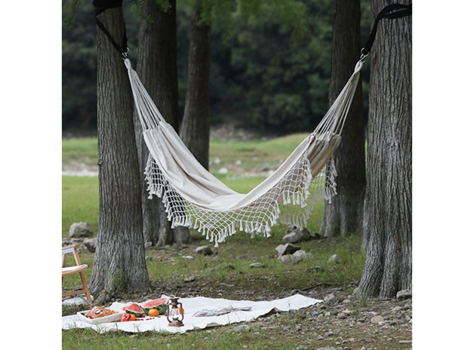 Pletená houpací síť BOHO - ecru