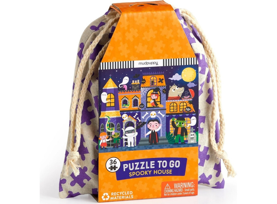 Mudpuppy Puzzle Strašidelný dům v látkovém pytlíku 36 dílků