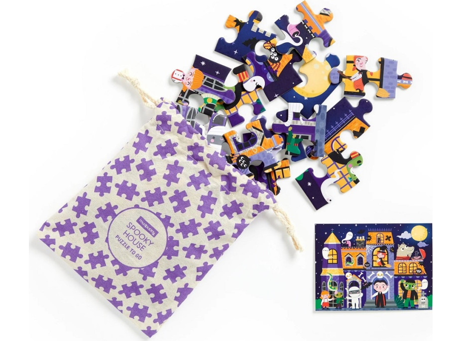 Mudpuppy Puzzle Strašidelný dům v látkovém pytlíku 36 dílků