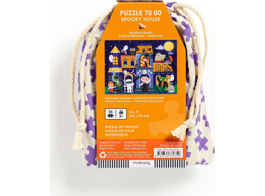 Mudpuppy Puzzle Strašidelný dům v látkovém pytlíku 36 dílků