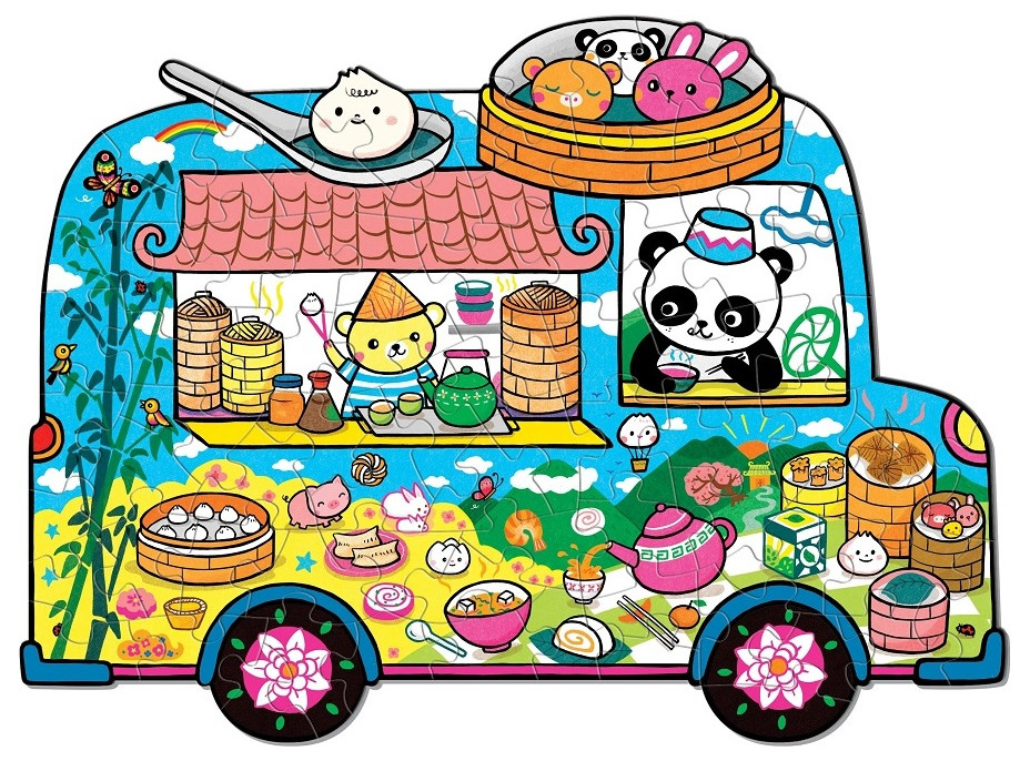 Mudpuppy Puzzle ve tvaru minibusu s občerstvením