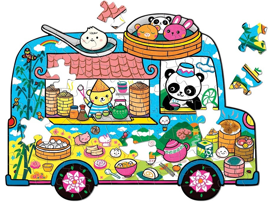 Mudpuppy Puzzle ve tvaru minibusu s občerstvením