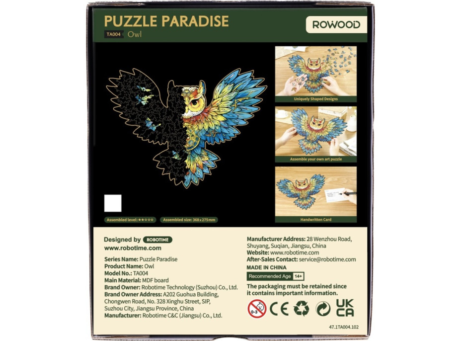 RoboTime Dřevěné puzzle Sova