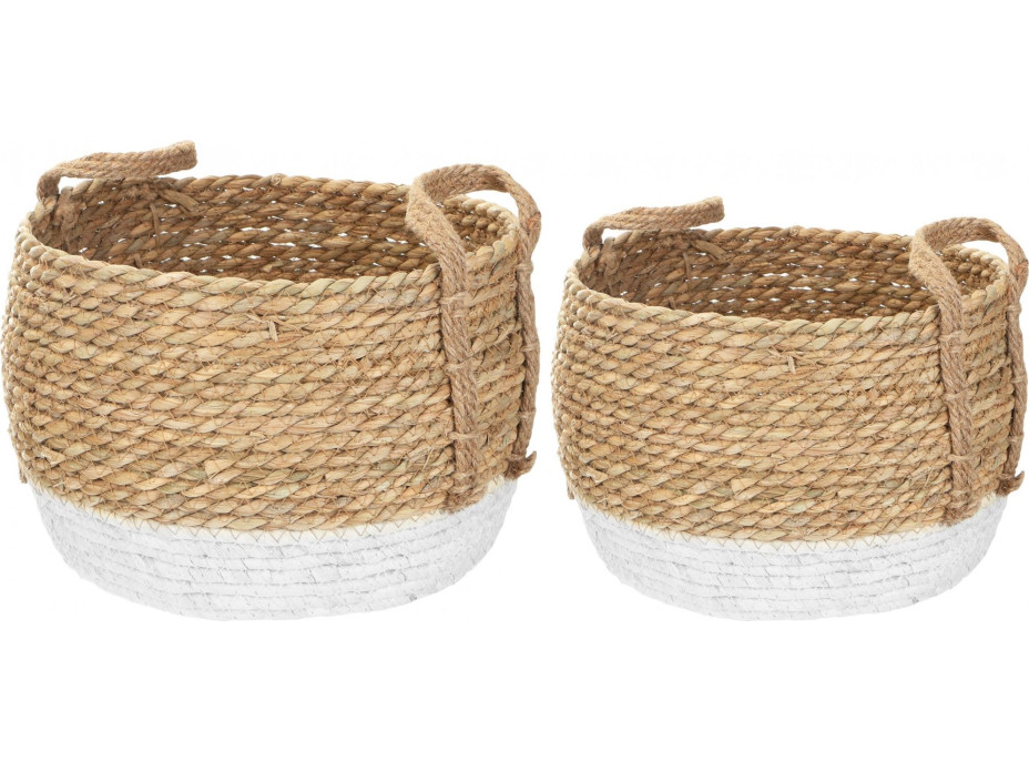 Sada BOHO košů z mořské trávy - 2 kusy - přírodní/bílá
