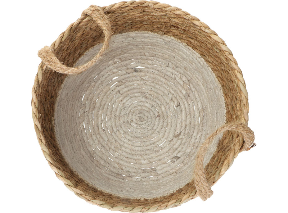 Sada BOHO košů z mořské trávy - 2 kusy - přírodní/bílá