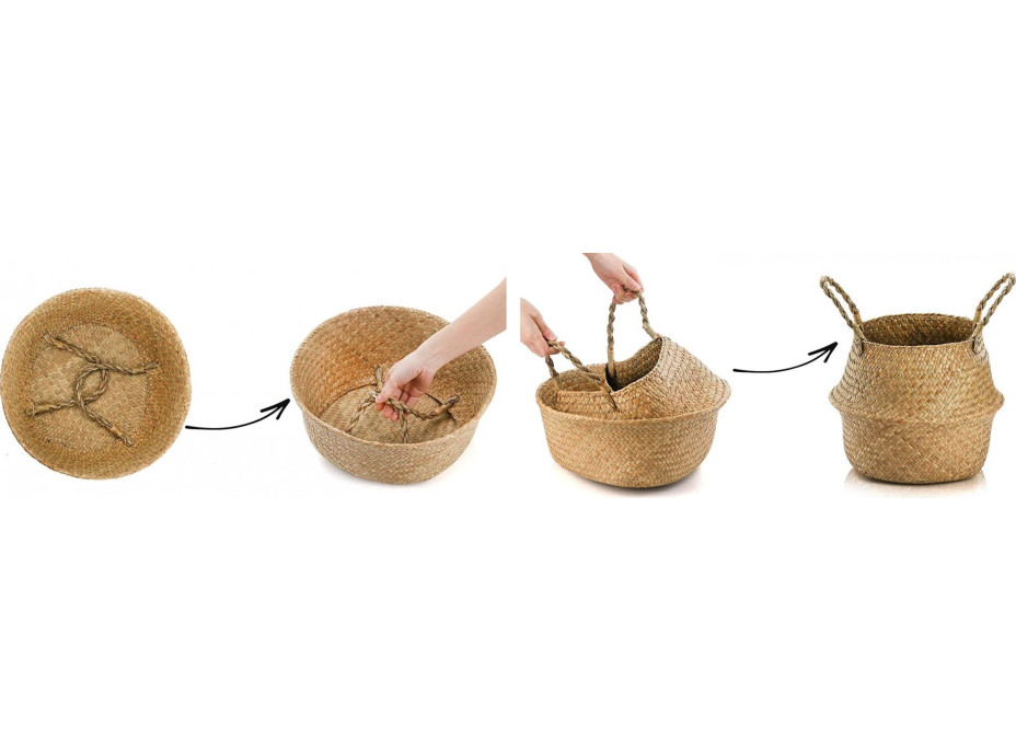Sada BOHO košů z mořské trávy - 3 kusy - přírodní