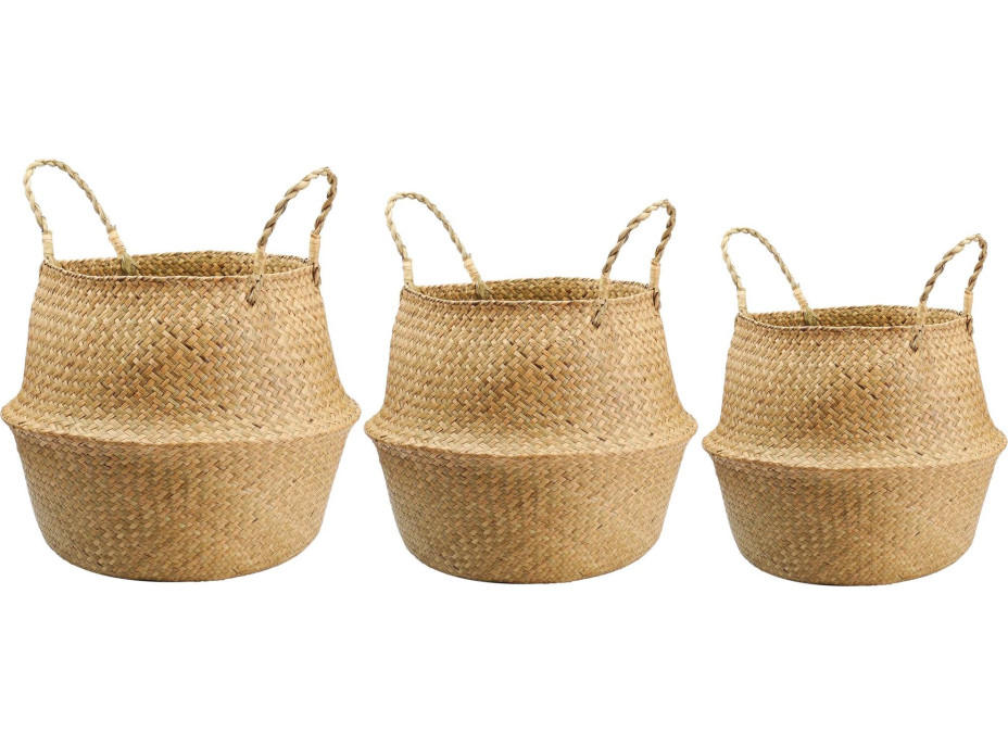 Sada BOHO košů z mořské trávy - 3 kusy - přírodní