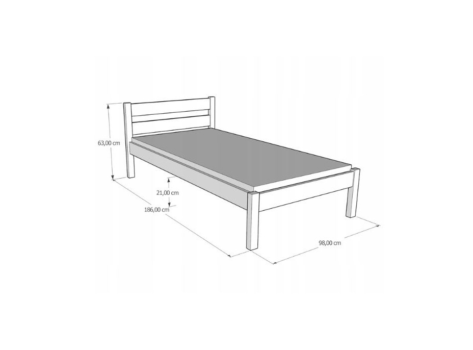Dětská postel z masivu KARAS 2 - 180x90 cm, bílá + dva malé šuplíky