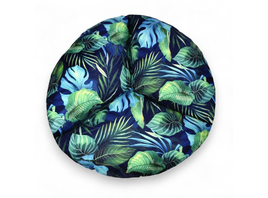 Voděodolný sedací MAXI polštář 100x15 cm do závěsného křesla - monstera/tmavě modrý