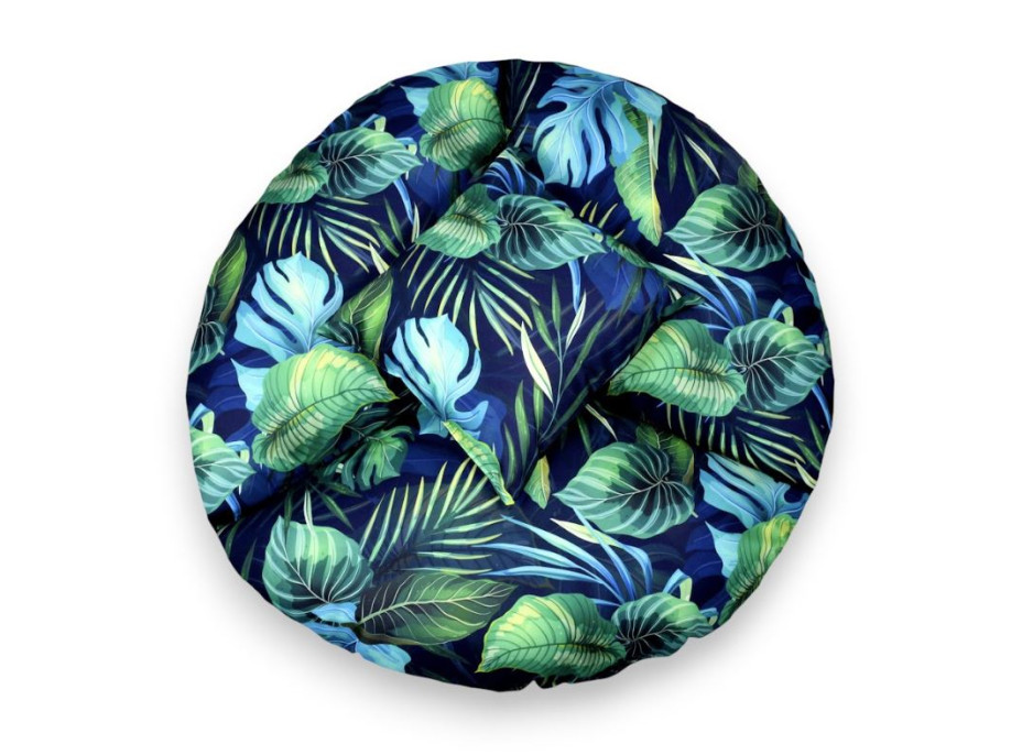 Voděodolný sedací MAXI polštář 100x15 cm do závěsného křesla - monstera/tmavě modrý