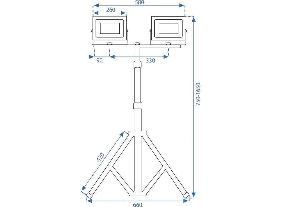 Halogenová LED stavební svítilna na stojanu RSL006-2x100W