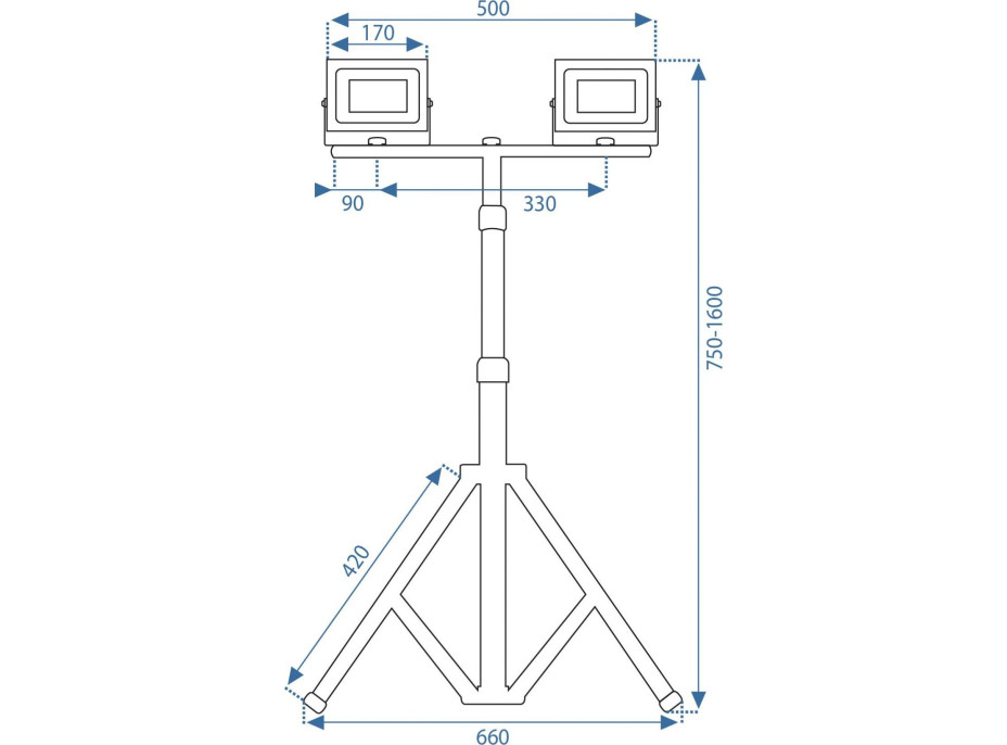 Halogenová LED stavební svítilna na stojanu RSL005-2x50W