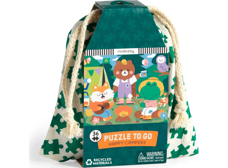 Mudpuppy Puzzle Veselí kempaři v látkovém pytlíku 36 dílků