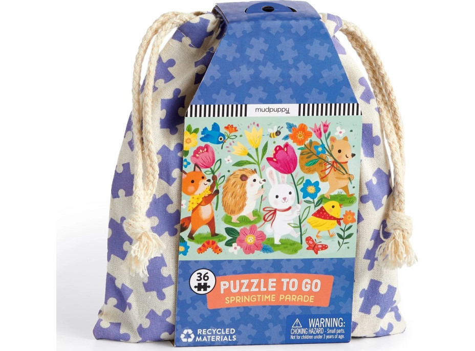 Mudpuppy Puzzle Jarní průvod v látkovém pytlíku 36 dílků