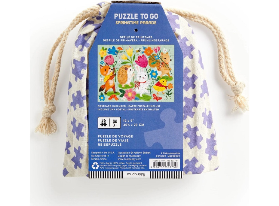 Mudpuppy Puzzle Jarní průvod v látkovém pytlíku 36 dílků