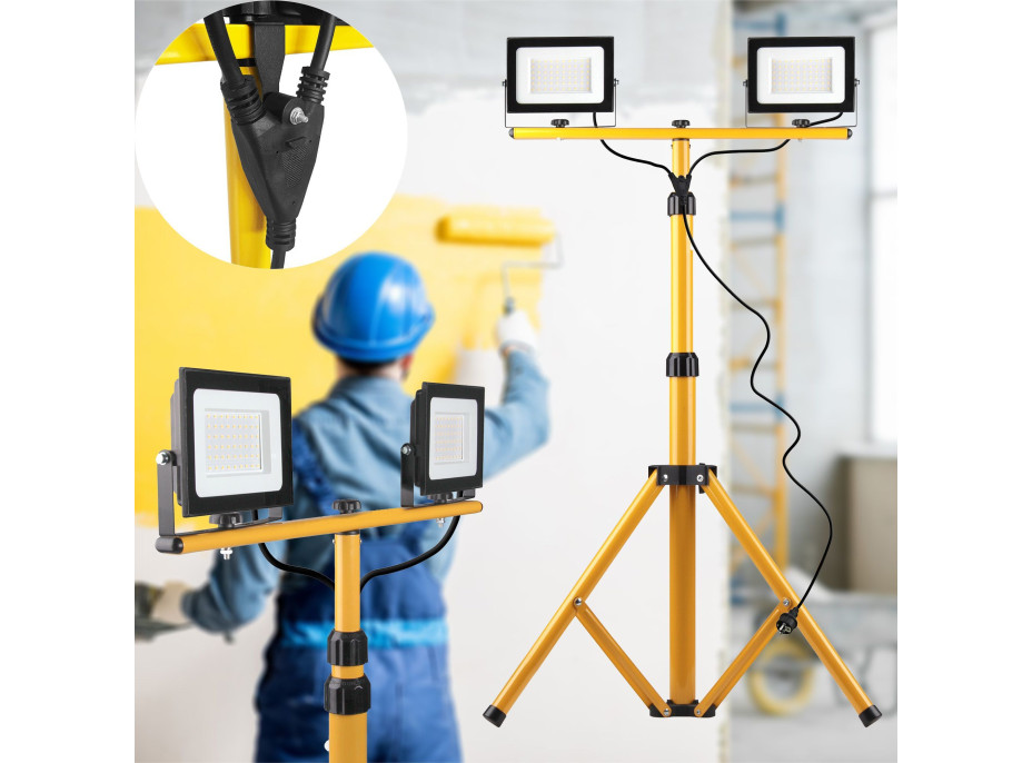 Halogenová LED stavební svítilna na stojanu RSL005-2x50W