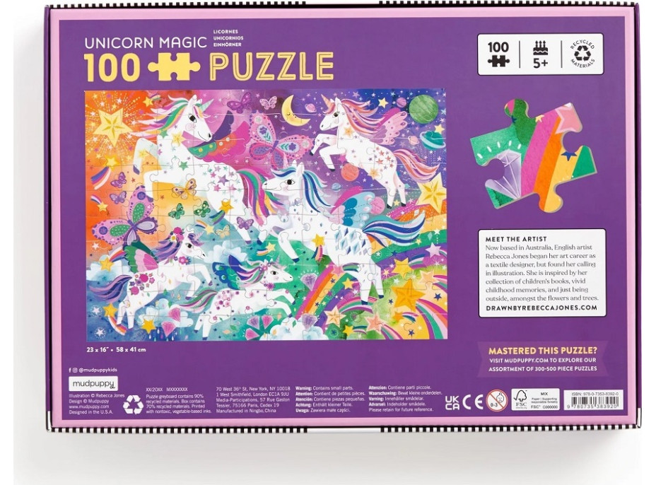 Mudpuppy Puzzle Kouzelní jednorožci 100 dílků