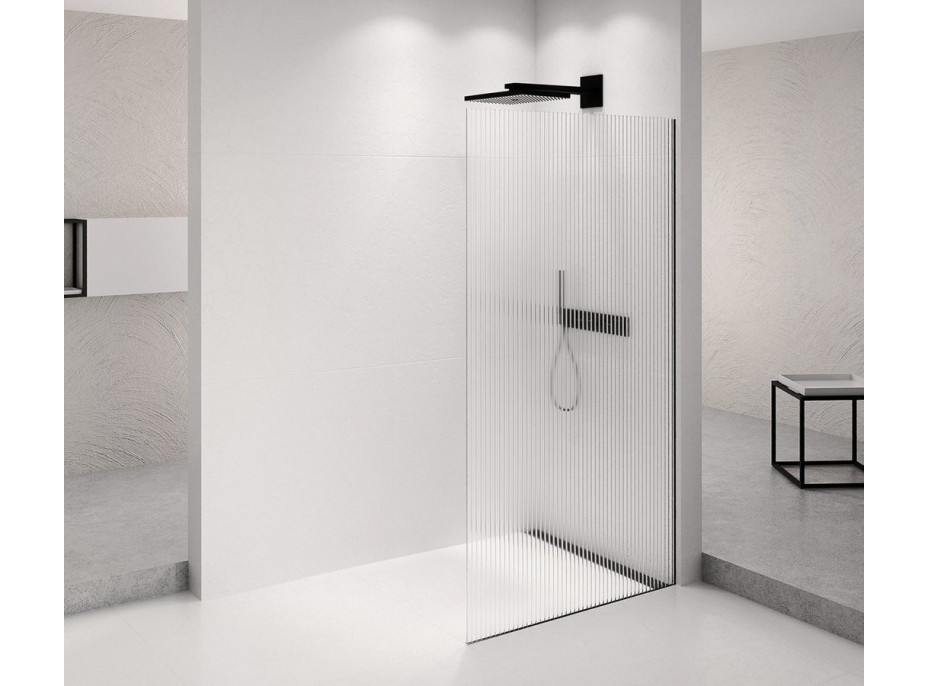 Polysan ARCHITEX BLACK MATT sprchová zástěna 1062mm, sklo Flute AXB110FL