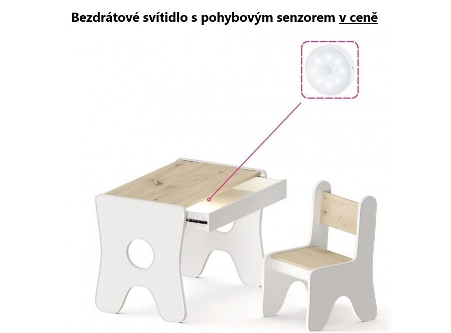 Dětský stolek se šuplíkem a čalouněnou židličkou