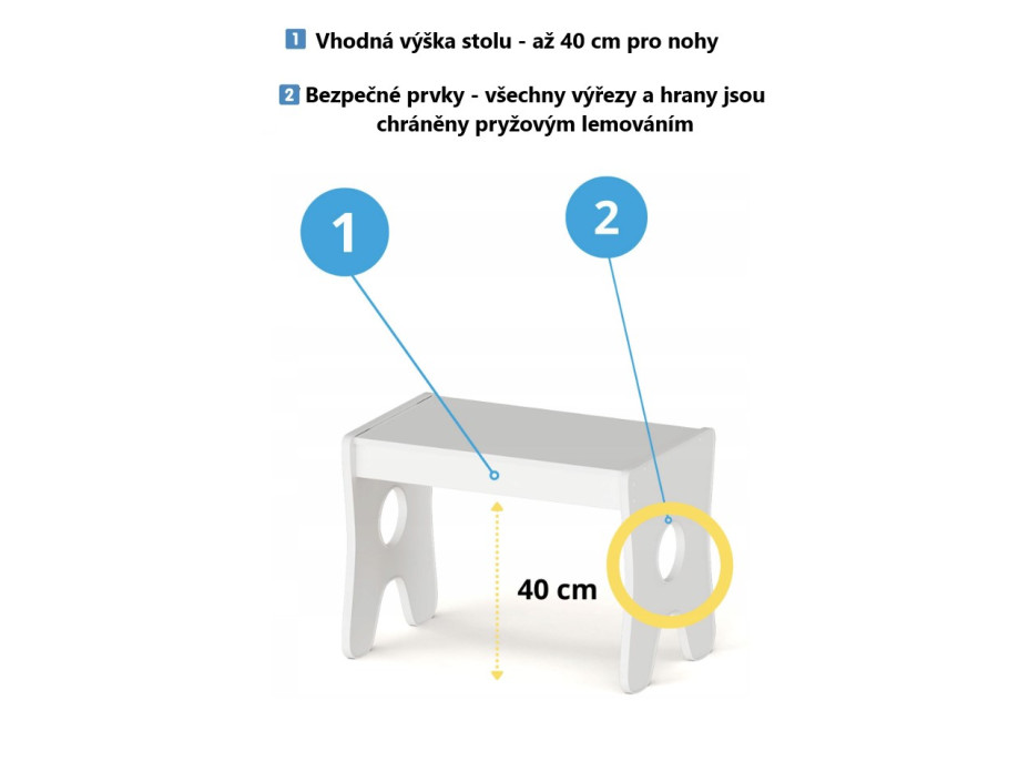Dětský stolek se šuplíkem a čalouněnou židličkou