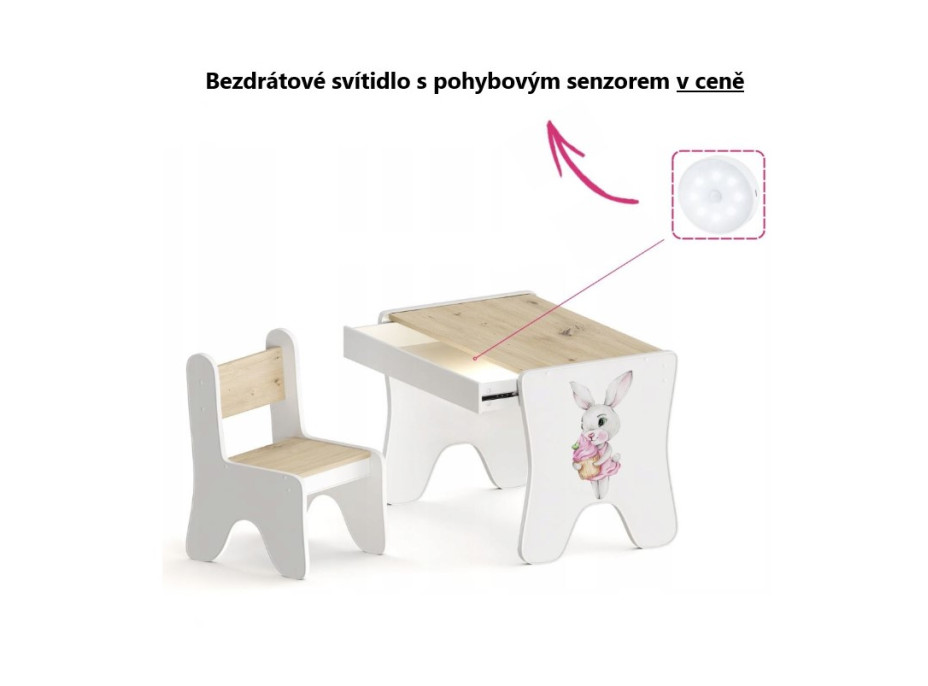 Dětský stolek se šuplíkem a dvěma židličkami - Hasič a dva pejsci
