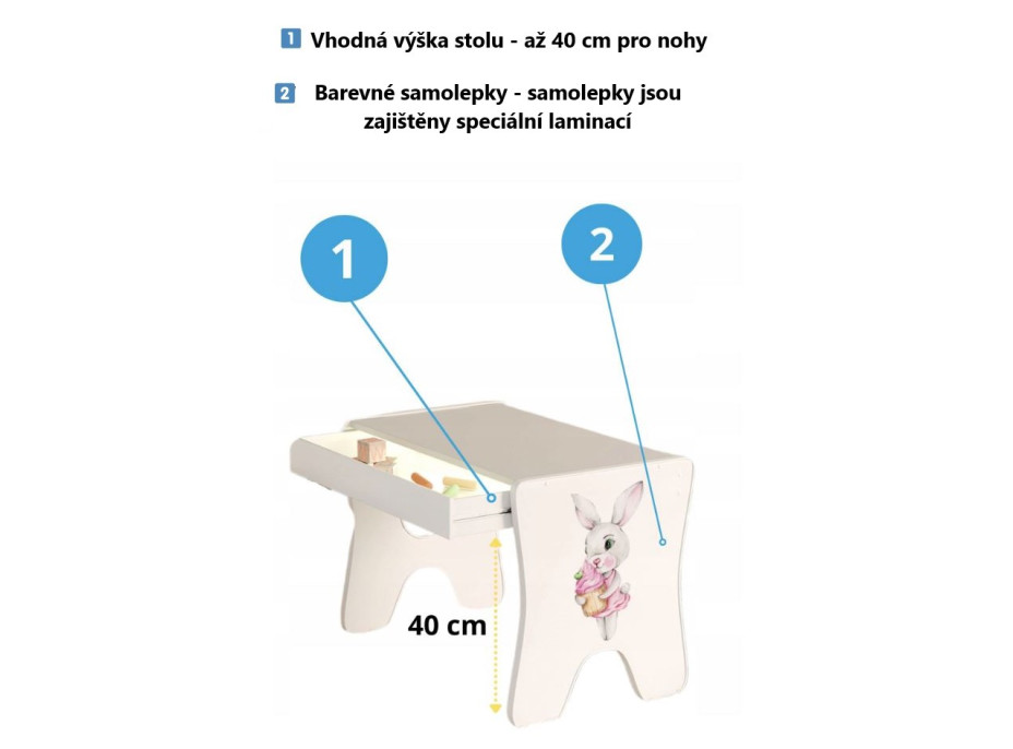 Dětský stolek se šuplíkem a židličkou - Hasič a dva pejsci