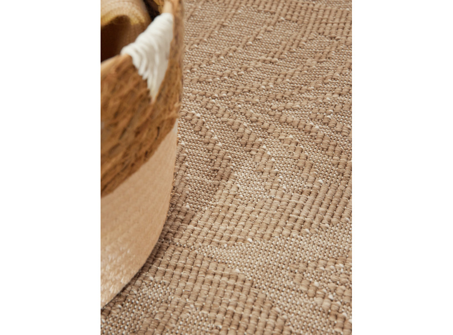 Kusový koberec Duet Liora Beige/White kruh - na ven i na doma