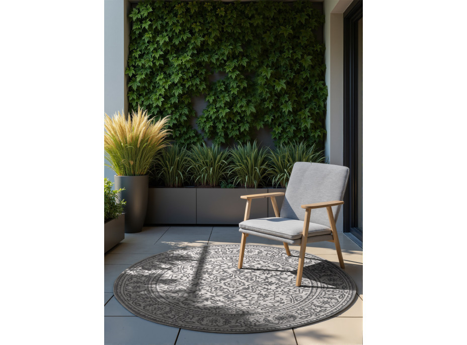 Kusový koberec Duet Kona White/Gray kruh - na ven i na doma