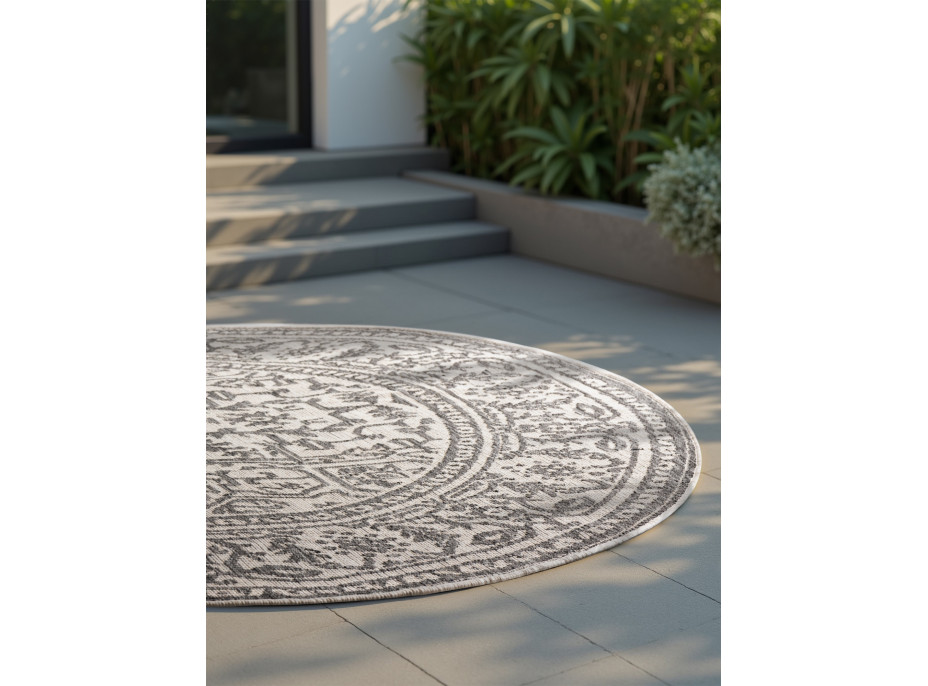 Kusový koberec Duet Kona White/Gray kruh - na ven i na doma