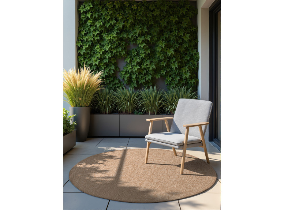 Kusový koberec Duet Kona Beige/White kruh - na ven i na doma