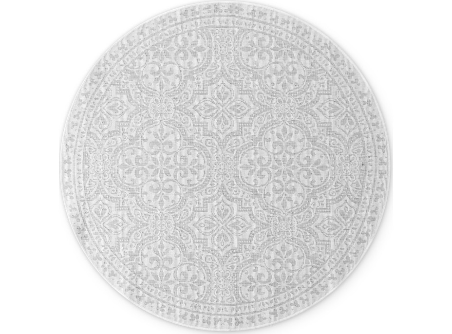 Kusový koberec Duet Rosel White/Gray kruh - na ven i na doma