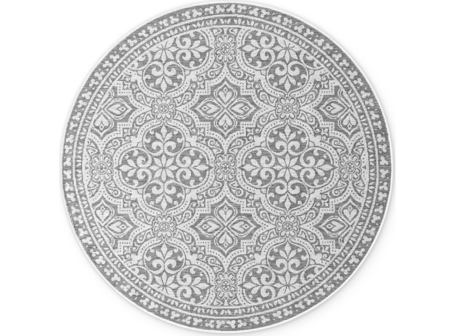 Kusový koberec Duet Rosel White/Gray kruh - na ven i na doma