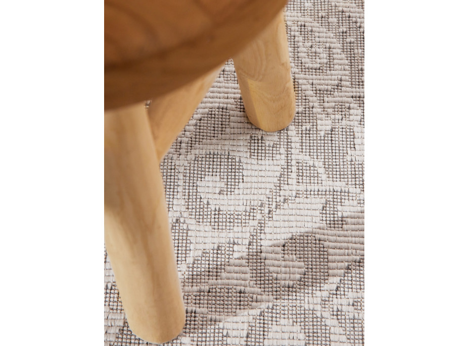 Kusový koberec Duet Rosel White/Gray kruh - na ven i na doma