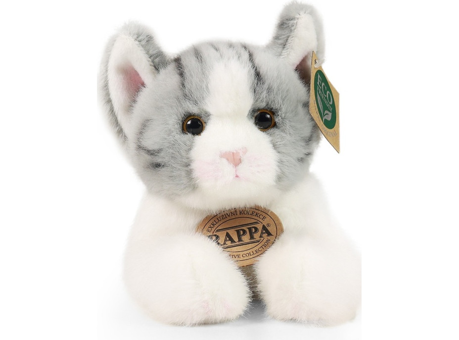 Rappa Plyšová kočka ležící šedá 20 cm ECO-FRIENDLY