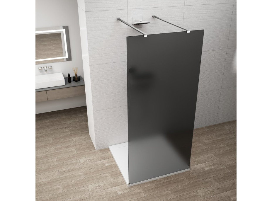 Polysan ESCA CHROME jednodílná sprchová zástěna do prostoru, kouřové matné sklo, 1100 mm ES1411-05