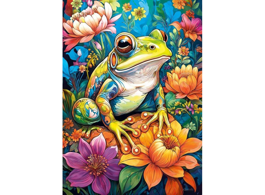 CHERRY PAZZI Puzzle Květinová žába 1000 dílků