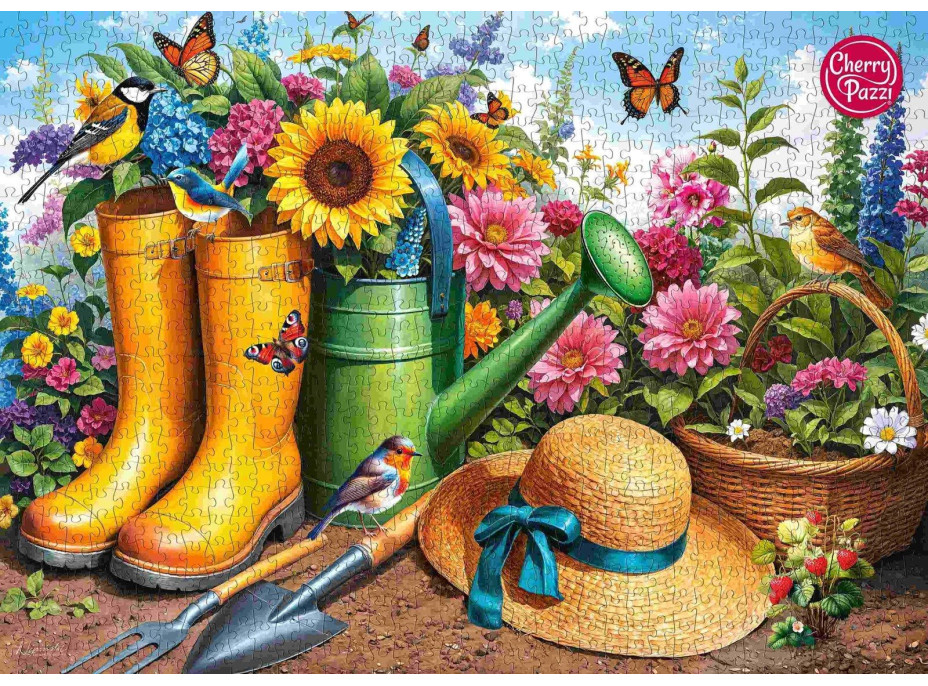CHERRY PAZZI Puzzle Zlaté holínky v zahradě 1000 dílků