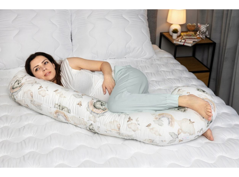 Těhotenský a kojicí polštář BABYMAM PREMIUM 300 cm 3v1 - Sloník na obláčku