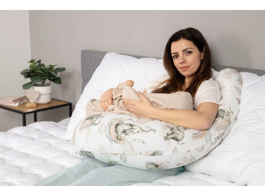 Těhotenský a kojicí polštář BABYMAM PREMIUM 300 cm 3v1 - Sloník na obláčku