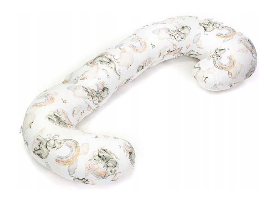 Těhotenský a kojicí polštář BABYMAM PREMIUM 300 cm 3v1 - Sloník na obláčku