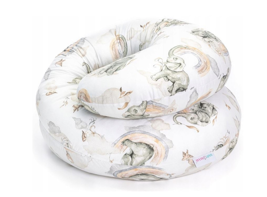Těhotenský a kojicí polštář BABYMAM PREMIUM 300 cm 3v1 - Sloník na obláčku