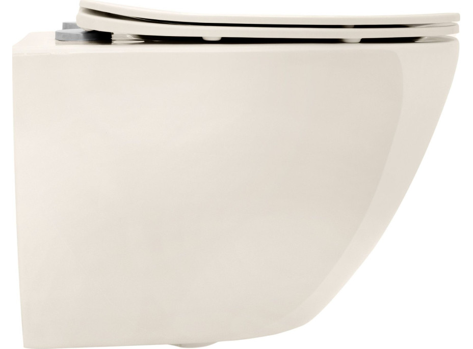 Závěsné WC Rea CARLO mini RIMLESS + Duroplast sedátko flat - ecru