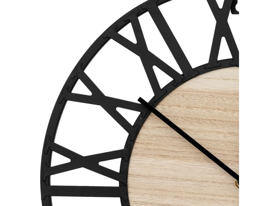 Nástěnné hodiny Loft kulaté 35 cm - kov/dřevo