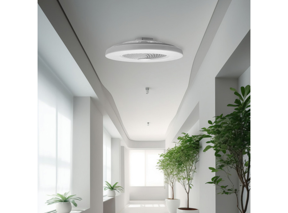 Stropní LED svítidlo s ventilátorem na dálkové ovládání - bílé