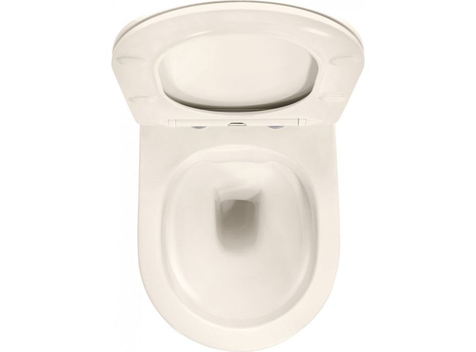 Závěsné WC Rea CARLO mini RIMLESS + Duroplast sedátko flat - ecru